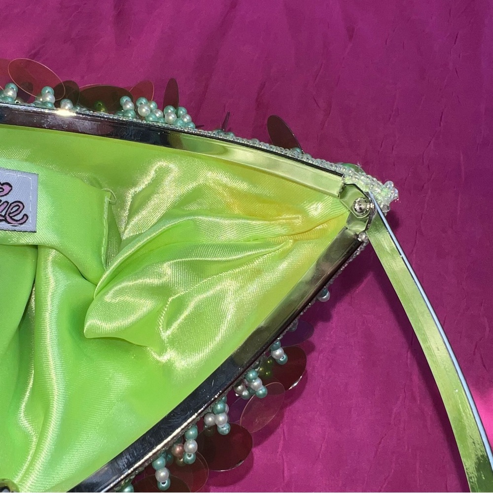 Green Beaded Vintage Y2K Shoulder Bag BRAT Style Purse - Picture 8 of 12